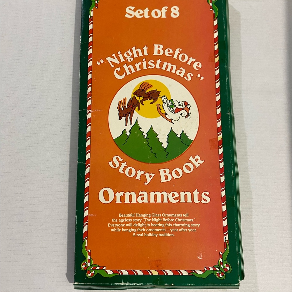 Vintage Night Before Christmas Story Book Stained Glass Christmas Tree Ornaments